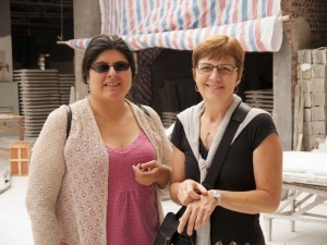 Monica Martinez and Grace Nickel in the Big Tile Factory district of Jingdezhen